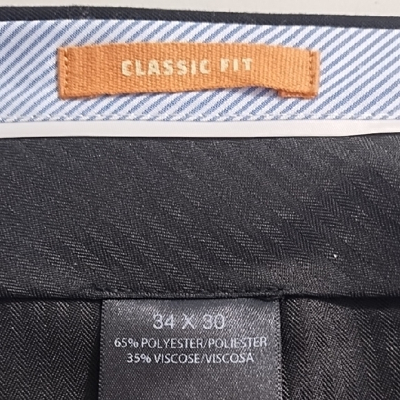 Classic Men's Black Pants Button Back Pockets Front Slash Pockets Flat Front - Picture 4 of 10